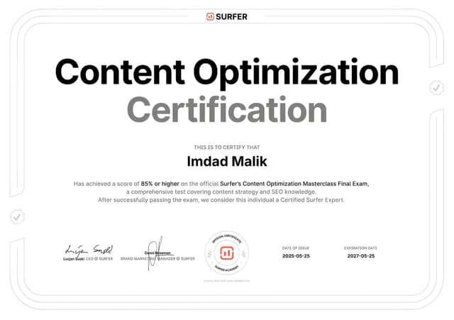 Surfer SEO Certification